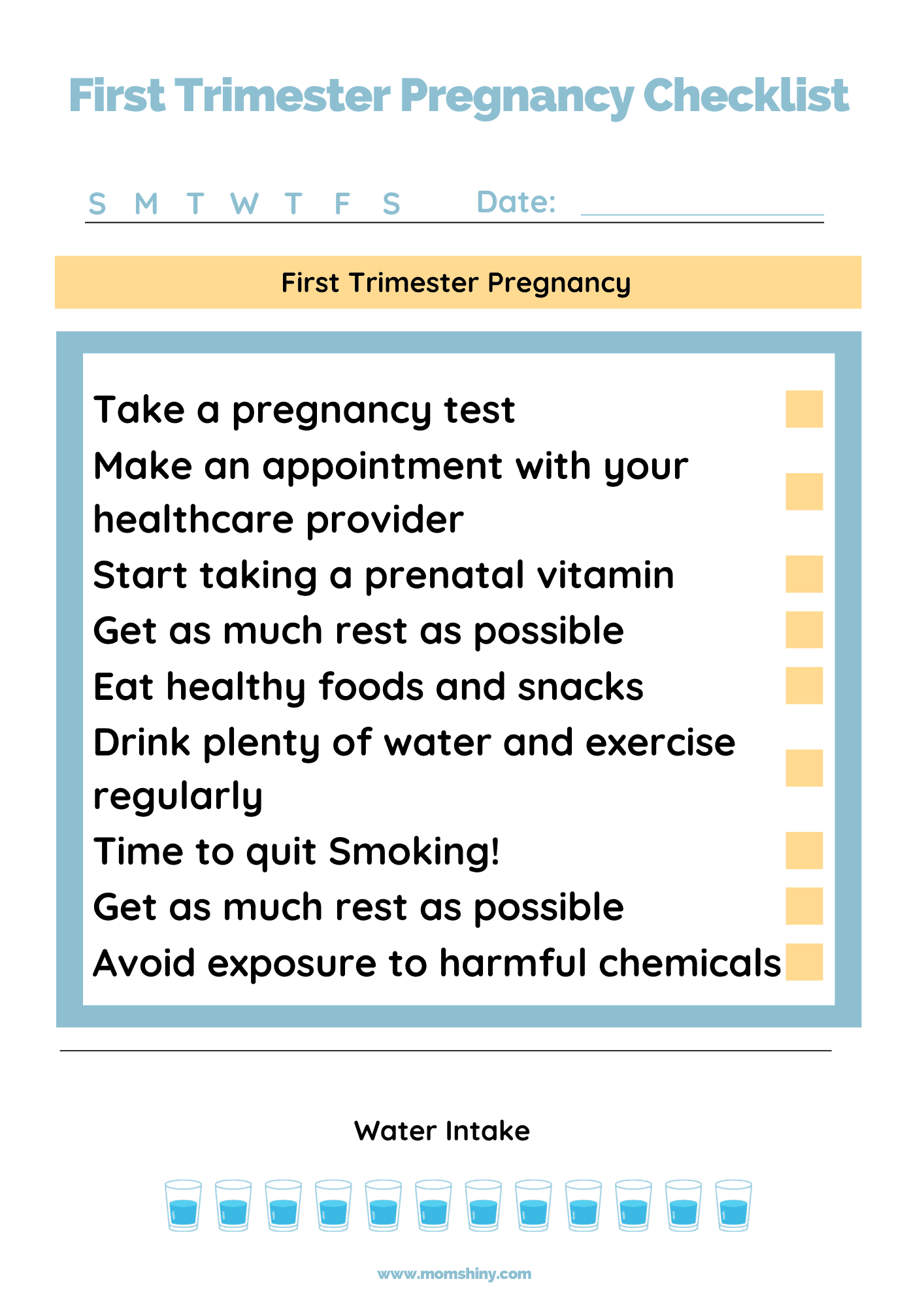 First Trimester Pregnancy Checklist